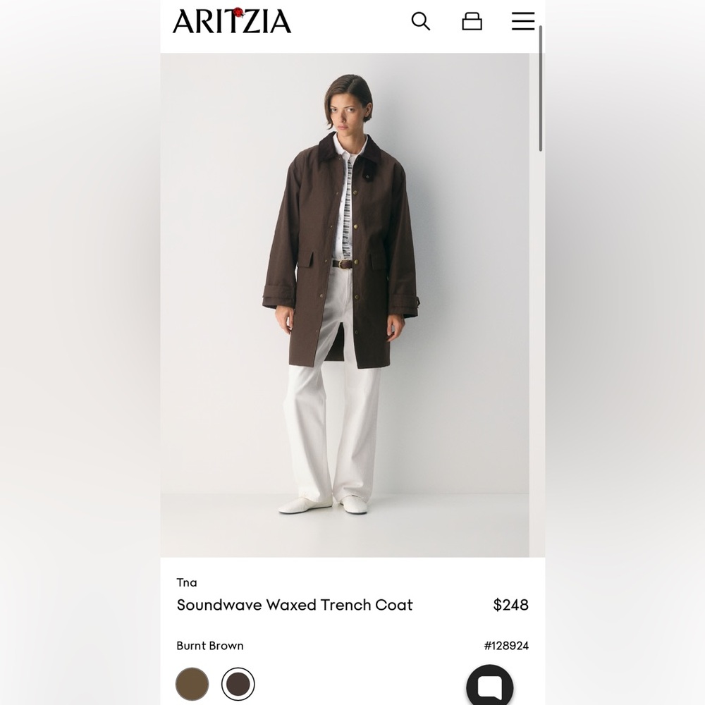 aritzia soundwave waxed trench